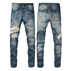 Jeans pour hommes Pantalon Slim Style Lettre Placage Coton Street Fashion Sexy Casual High Street Jeans