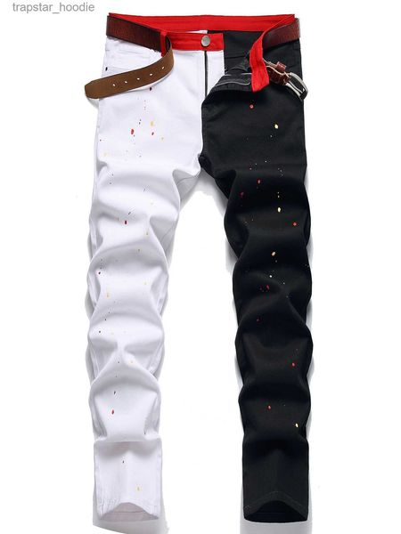 Jeans homme Patchwork Jeans coupe ajustée Hip Hop Colorblock Stretch pantalon en Denim pour homme coton Jean pantalon décontracté grande taille 28-38 14 styles 13661 L230918