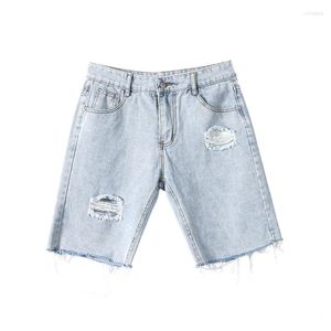 Heren Jeans Geperforeerde Denim Shorts Heren Zomer Losse Mode Broek Sport Basketbal Uitloper Dunne Casual Capris