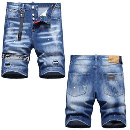 Jeans para hombre Parche perforado parche, pintura en aerosol en jeans, capris ajustados personalizados para hombre