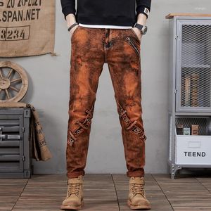 Hommes Jeans Personnalité Déchiré Pantalon Style Punk Hip Hop Denim Pantalon Slim Fit Extensible Bas Grande Taille