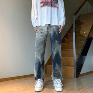 Jeans pour hommes personnalisés pour homme High Street Tie Dye Print Streetwear Baggy Pantalon de survêtement Tube droit Vêtements masculins à la mode