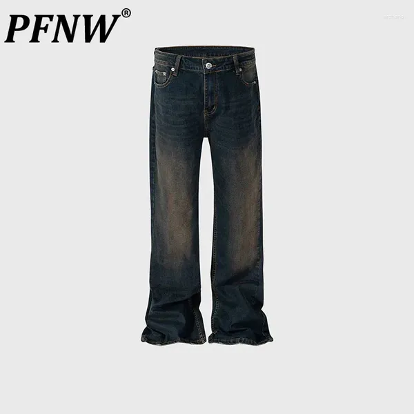 Jeans pour hommes PFNW Darkwear Chic Destruction Denim Pantalon Vintage Femme High Street Lavé Usé Multi Taille Punk 12Z6583