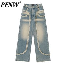 Jeans pour hommes PFNW Niche Design High Street American Stylish Vintage Chic Casual Loose Wide Straight Denim Pants 28G0762 230821