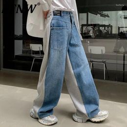 Jeans pour hommes PFNW Patchwork Couleur Contraste Niche Design Denim Pantalon Poches tridimensionnelles High Street Lâche Droite 12Z4790