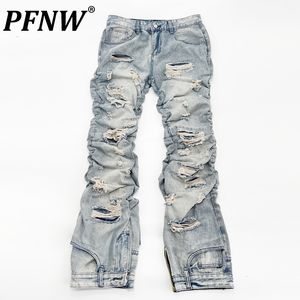 Herenjeans PFNW Lente Herfst Heren Versleten Niche Design Vintage Denim Broek Lange Slim Fit Geplooide Jeans Modebroek 12A7717 230904