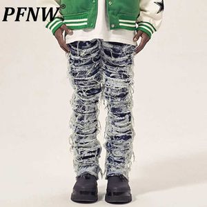 Jeans masculin PFNW printemps / été nouveau American Retro Street Fashion Denim Hole Original Original Casual and Unique Straight Fit Pants 28A1011 Q240427