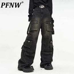 Jeans pour hommes PFNW été américain High Street Multi poche jambe large lâche Hip Hop droit Techwear Denim beau pantalon 12Z1496 231027