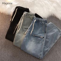 Mannen Jeans Geplooide Mannen Leisure Cozy Baggy Hip Hop Persoonlijkheid Tieners Europese Stijl Dweilen Rits Ontwerp Broek 2023