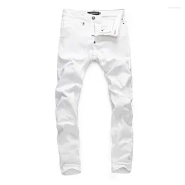 Jeans pour hommes PLEINXPLEIN Original Design Mari Blanc Stretch Hommes Slim Denim Pantalons Pantalons Crânes Pour Hommes