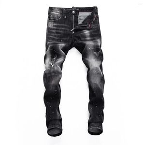 Jeans para hombres Pleinxplein Diseño original de diseño para hombres Slim Black Dewim Skulls Pantalones elásticos rectos para hombres Partido