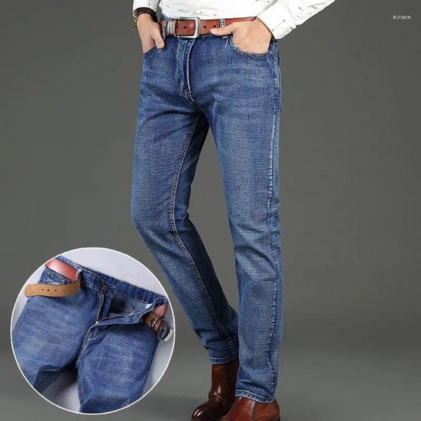 Jeans para hombres Tallas grandes 28-40 Hombres Pantalones de mezclilla Negocios Casual Elástico Regular Fit Straight Long Brand Classic Dropship Pantalones
