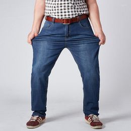 Jeans pour hommes grande taille 30-52 hommes printemps été automne mode décontracté classique mince ample droite Stretch Long Denim pantalon bleu