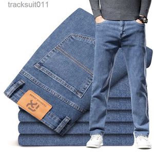 Jean homme grande taille 40 42 44 automne homme bleu droit jean ample affaires décontracté coton Stretch Denim pantalon marque L230926