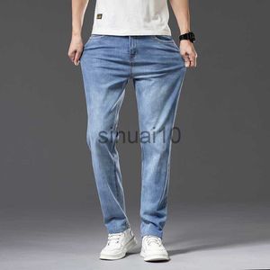 Pantalones vaqueros para hombre Tallas grandes 40 42 44 Verano Hombre Sueltos Azul claro Pantalones vaqueros finos Moda de negocios Pantalones rectos de mezclilla Pantalones azules de marca para hombre J230728