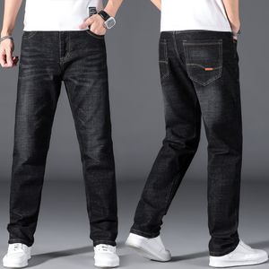 Jeans pour hommes grande taille 42 44 48 50 classique ample droit noir bleu Stretch affaires pantalon décontracté homme marque pantalon 230918