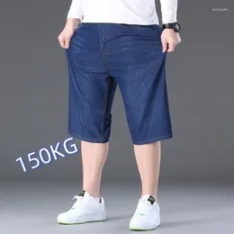 Jeans para hombres Tallas grandes 48 50 150kg Denim Short Men Casual Thin Fashion Pantalones de verano Elásticos sueltos rectos grandes 5XL 6XL 7XL