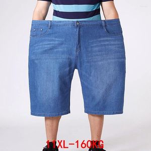 Jeans para hombres Tallas grandes 9XL 10XL 11XL Pantalones cortos de mezclilla sueltos grandes Verano Cintura alta Elástico 52 54 56 Azul Negro