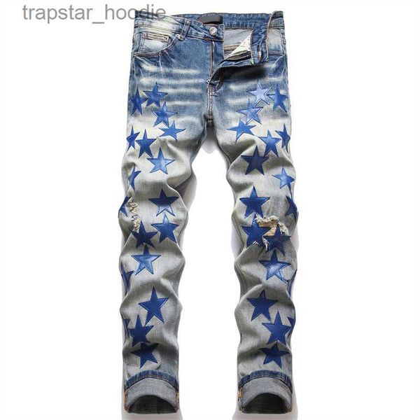 Jeans pour hommes Plus Size Designer Jeans Mens Denim Pantalons de broderie Mode Trous Pantalon Taille américaine Hip Hop Distressed Zipper Pantalon pour homme 2023 Top Sell 3322 L230918