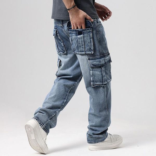 Jeans homme grande taille pantalon Hip Hop Vintage rétro multi-poches Cargo pantalon travail Skateboard hommes 40 42 44 46