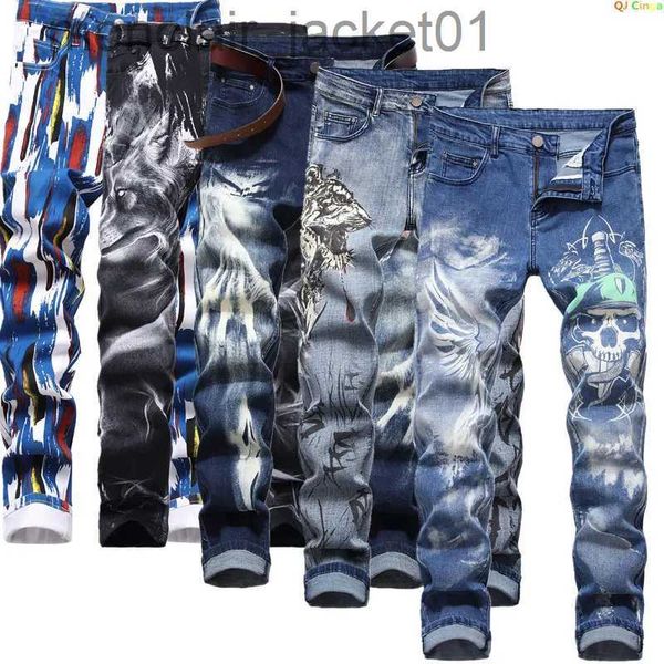 Jeans pour hommes Jeans pour hommes de grande taille 3D impression numérique pantalon en denim extensible bleu noir blanc pantalon hommes pantalons de mode 28-34 36 38 40 42 J231006