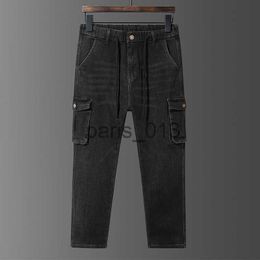 Jeans masculinos plus size estiramento jeans homem gordo solto calças jeans moda cintura elástica calças de cowboy roupas masculinas x0911