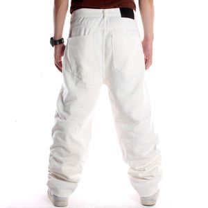 Jeans pour hommes Plus Taille Taille 30 pouces Hommes Blanc Baggy Wide Leg Denim Pantalon Hip Hop Mode Skateboarder Pantalon 230825