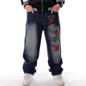 Heren jeans plus size taille 3046 inch patroon gedrukt losse hiphop jeans mannen European Style merk Hiphop trend denim broek Z0225