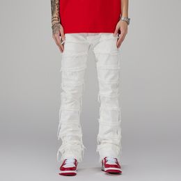 Jeans pour hommes Punk empilé blanc droit Y2K Grunge Jeans pantalons hommes mode Hip Hop Kpop femmes coton vieux pantalons longs Ropa Hombre 230901