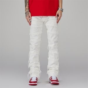 Jeans pour hommes Punk empilé blanc droit Y2K Grunge Jeans pantalons hommes mode Hip Hop Kpop femmes coton vieux pantalons longs Ropa Hombre 230906
