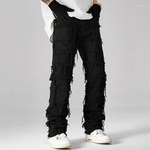 Punk Gestapeld Wit Recht Y2K Grunge Jeans Broek Mannen Mode Hip Hop Kpop Vrouwen Katoen Oude Lange Broek Ropa Hombre