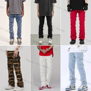 herenjeans punk gestapeld witte rechte grunge jeans broek mannen mode hiphop vrouwen katoen oude lange broeken ontwerper jeans high street casual jeans streetwear kleur