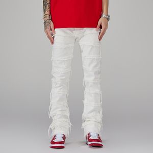 Herenjeans punk gestapeld witte rechte y2k grunge jeans broek mannen mode hiphop kpop dames katoen oude lange broeken ropa hombre 230612