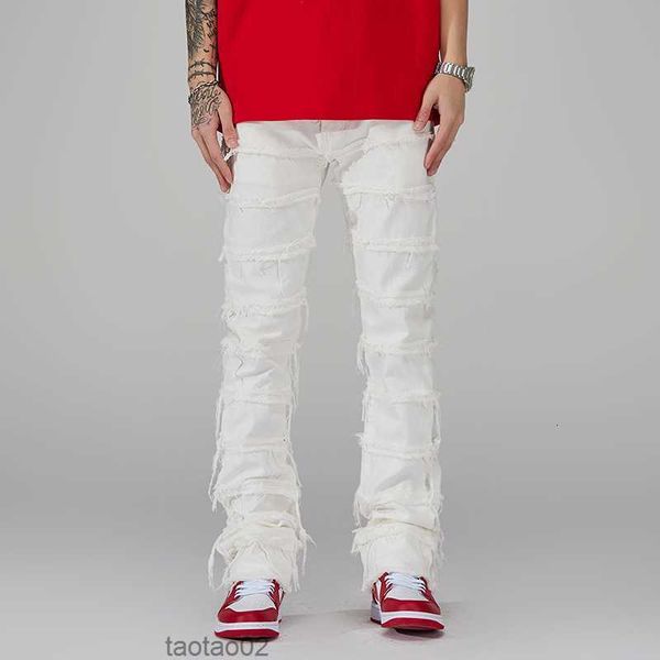 Jeans para hombres Punk apilados blancos rectos y2k pantalones de grunge masculina hip hop kpop mujeres algodón viejos pantalones largos ropa hombre 230612r7xx