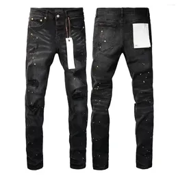 Jeans masculin Purple American High Street Paint Trou noir 9045 2024 Fashion Trend Quality