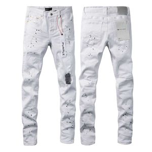 Jeans pour hommes Purple Brand American High Street White Paint Distressed 9021