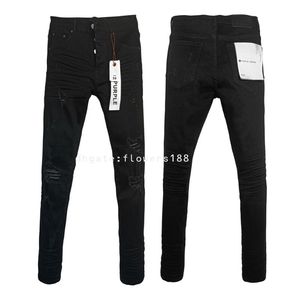 Jeans masculins Brand violet Brand American High Street Black Black Unisexe Base droite Ripped Slim Pantal