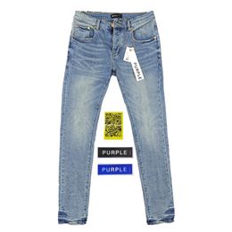 Jeans voor heren Paars Merk Klassiek laagbouw Skinny heren Jean Mid Indigo Tint Premium Vintage Stretch Denim 231116