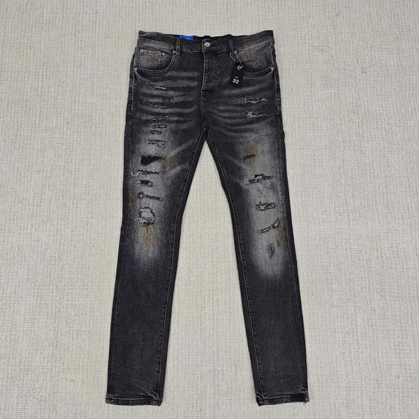 Jeans para hombres Purple Brand Designer Men Women Hole High Street Denim Pantal