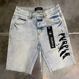 Heren jeans paarse merkontwerper heren paarse jeans shorts hiphop casual korte knie lenght jean kleding 29-40 maat hoge kwaliteit shorts denim regulier