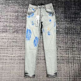 Jeans pour hommes Purple Brand Designer Mens Ripped Straight Regular Denim Tears Lavé Old Long Fashion Hole Stack 161