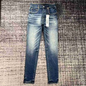 Jeans pour hommes Purple Brand Designer Mens Straight Denim Washed Old Long Fashion Stack