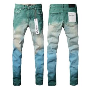 Jeans para hombres Jeans de marca púrpura American High Street Heavy Industry Spray pintado PU adhesivo gradiente 9047