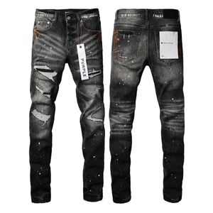 Jeans pour hommes Purple Brand Jeans American High Street Black Hole Patch 9018