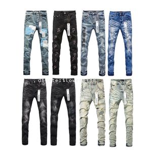 Jeans pour hommes jeans pourpre jeans américain ponction de ponction de la rue High Patch à la mode