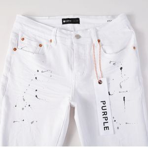 Jeans para hombres Jeans de marca púrpura Jeans de diseñador para motocicletas flacas para hombre Pantalones rasgados de lujo con agujeros en todos los lados jeans de punto al por mayor de patas delgadas