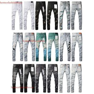 Jeans pour hommes Purple Brand Low Rise Skinny Hommes Jean Blanc Matelassé Détruire Poche Vintage Stretch Coton Jeans J231111