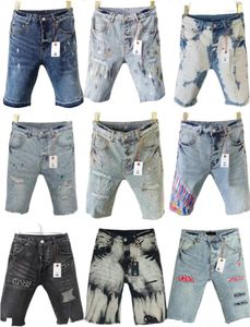 Brands de jean pour hommes pourpre hommes peints de jean short de la mode Pantalon déchiré imprimé Slim Five Points Breechs Summer