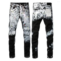 Herenjeans Paars Merk Heren High Street Jeans Zware Industrie Handgeschilderde Broek Witte Ouderwetse Broek Trend