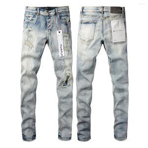 Jeans pour hommes Purple Brand Mens High Street Blue Patch Pantalon de mode Tendance Denim Pantalon